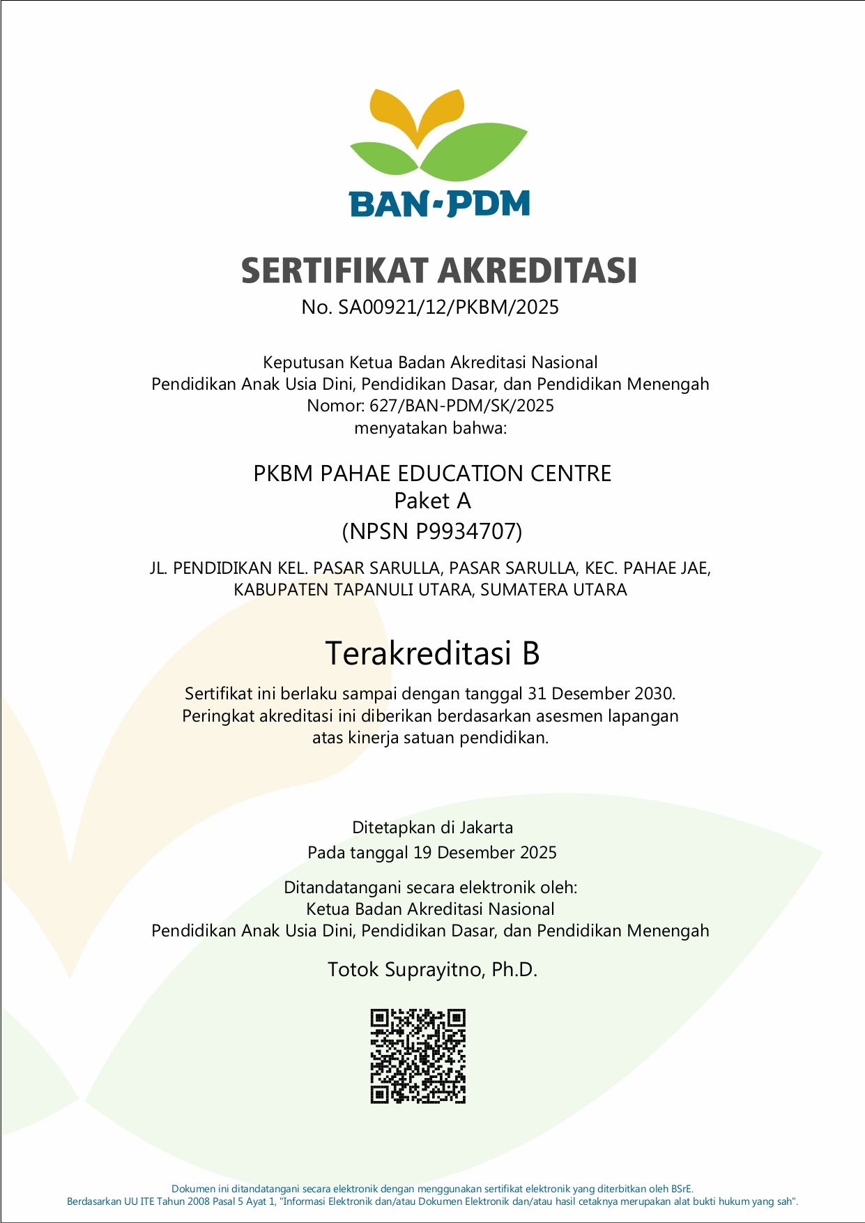 SERTIFIKAT AKREDITASI_PAKET A