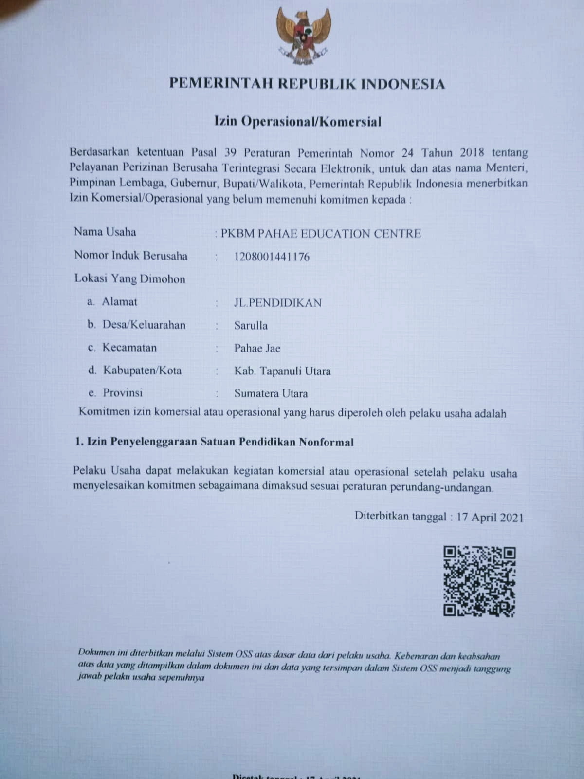 SK IZIN OPERASIONAL